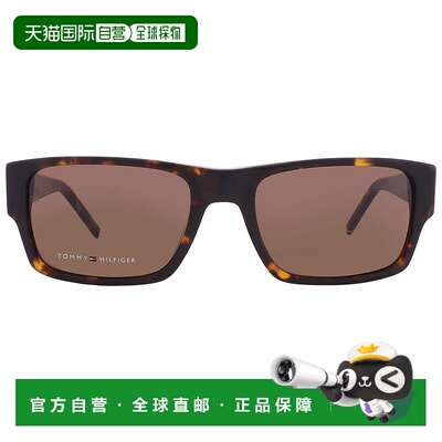 自营Tommy Hilfiger Brown Rectangular Men's Sunglasses TH 201