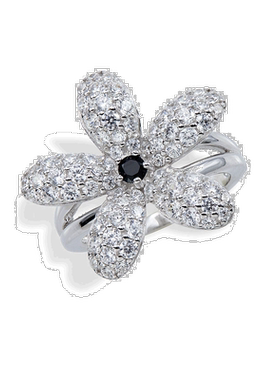 自营 savvy cie jewels纯银黑色尖晶石花朵-白色 美国奥莱直发