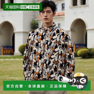 1h可退 日本直邮WESTSEA 男女同款猫咪印花长袖衬衫 SEL25150/SEL