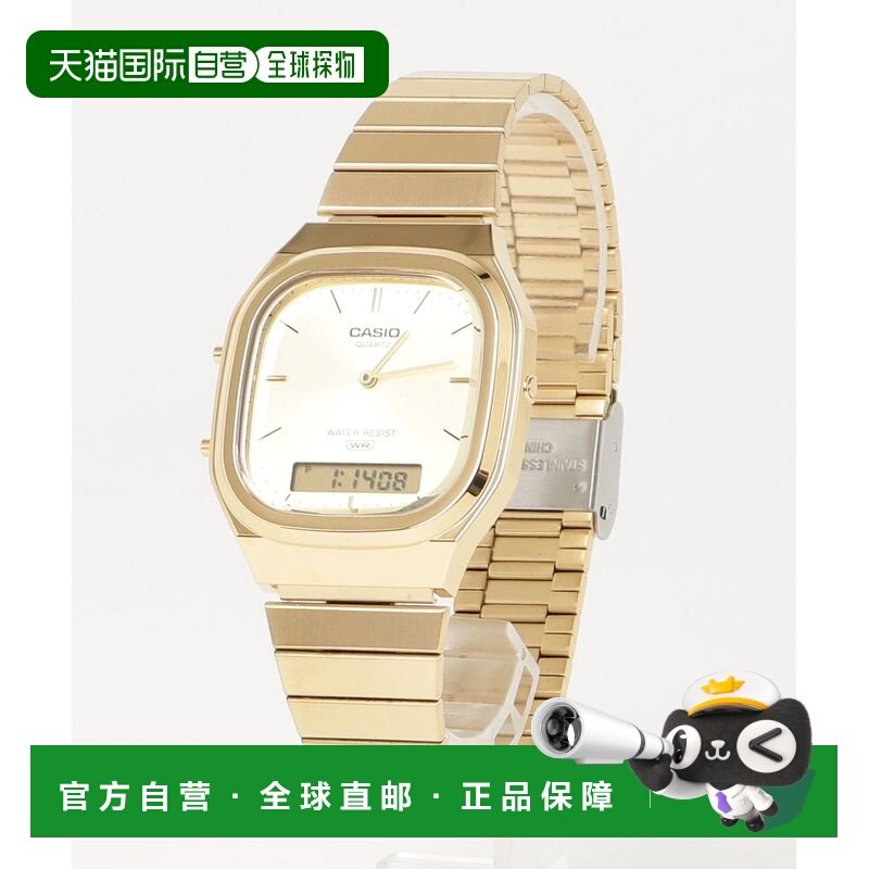 日本直邮卡西欧 男士 复古现代风 数字指针双显手表 AQ-240EG-9AJ