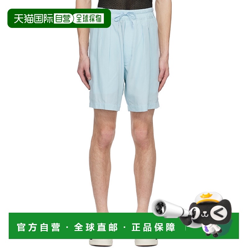 香港直邮Tom Ford 汤姆 福特 男士 蓝色褶裥短裤 SSC001FMT004S23