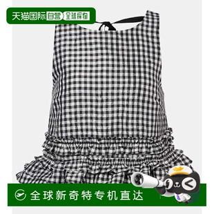 方格棉布荷叶边上衣 1h可退 女士 香港直邮GANNI black黑色 甘尼