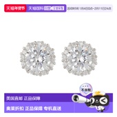 银 Crystal Adornia 自营 白铑 Swarovski 耳环 纯银 Halo .925