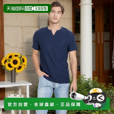 自营 guessEco Ricky Split Tee 丝绸蓝 美国奥莱直发男装