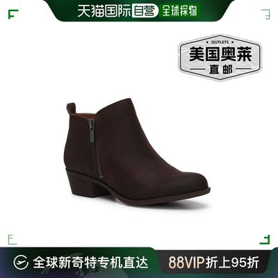 lucky brandBasel3 女式纯色皮革短靴 - 巧克力阿雷佐蜡 【美国奥