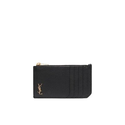 Saint Laurent TINY CASSANDRE FRAGMENTS粒面皮革拉链卡包 63742