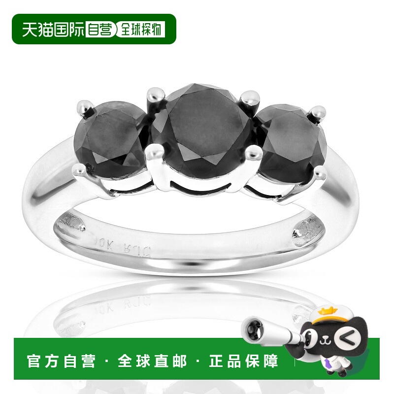 自营vir jewels3 cttw 3 石黑色钻石订婚戒指 10K 白金婚礼 - 白