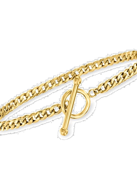 RS Pure by Ross-Simons 14kt 黄金锁扣手链 - 8 英寸 【美国奥莱