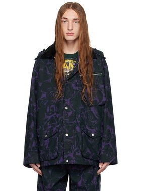 Burberry 巴宝莉 男士 紫色 & 绿色 Rose Print 夹克 8076688