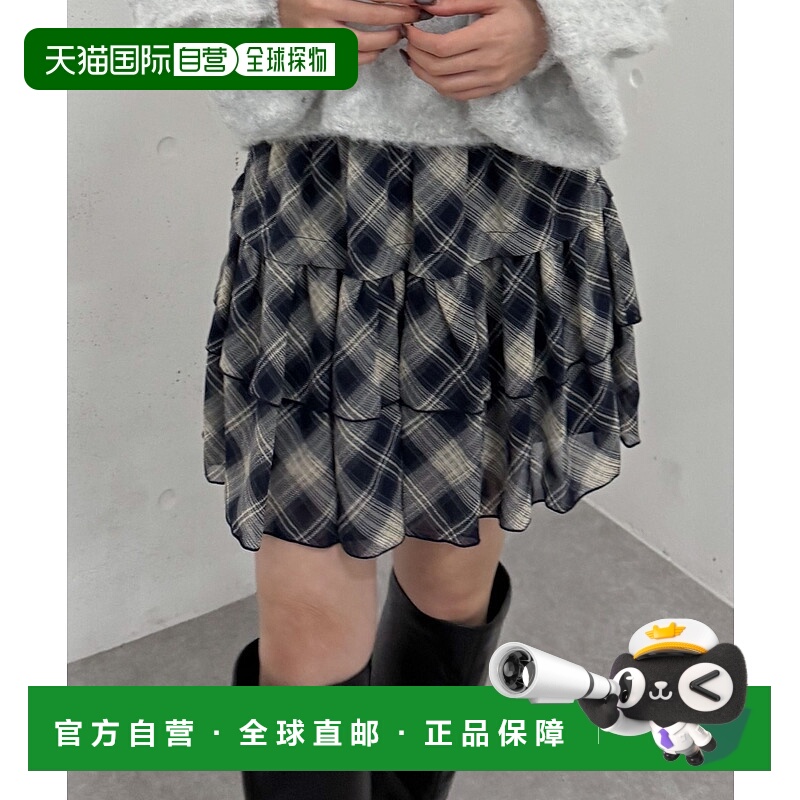 1h可退 日本直邮archives女装格纹拼接雪纺叠层迷你裙 2571701950