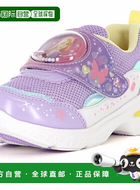 日本直邮MOONSTAR 儿童款迪士尼公主乐佩紫色 LED 运动鞋鞋面饰有