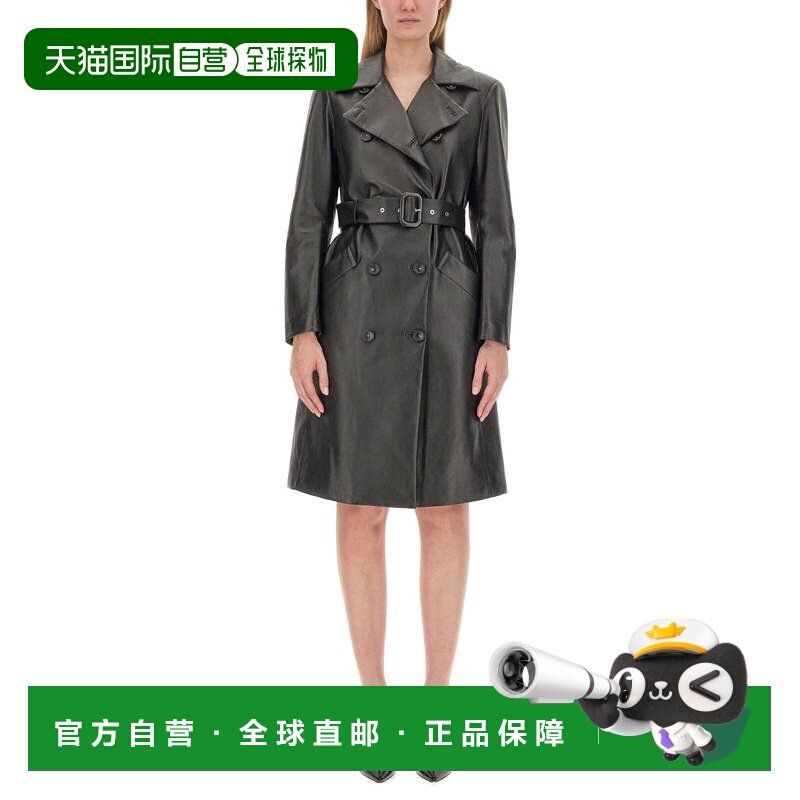 自营sportmax双排扣黑色羊皮夹克-灰色 美国奥莱直发皮衣