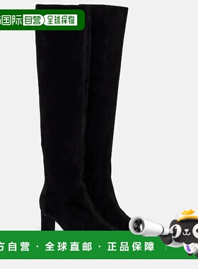 1h可退 香港直邮KHAITE 女士 Ona 55 绒面革及膝靴子 black黑色