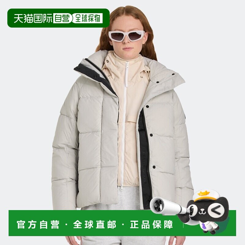 欧洲直邮自营Canada Goose加拿大鹅 Junction女士银白色锦纶连帽