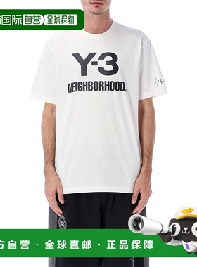 1h可退 香港直邮潮奢 Y-3 NBHD 男士 宽松款白色棉质徽标T恤 JX74