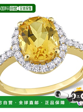 自营 mimi & max10k 金 4 CT TGW 椭圆黄水晶和人造白色蓝宝石光