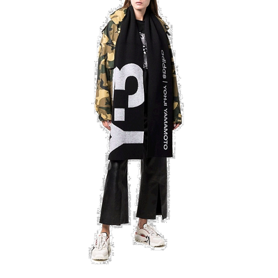 香港直邮Y-3 男士围巾 HA6527 黑色 logo嵌花围巾羊毛高级感 正品