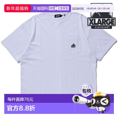 日本直邮XLARGE男士斜裁 OG 短袖口袋 T恤 [101261011005 SS26]