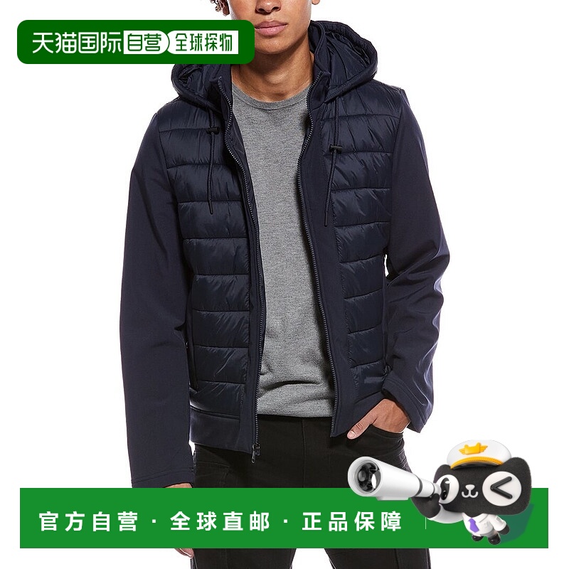 自营Kenneth Cole Mixed Media Bomber Jacket - blue 美国奥莱直