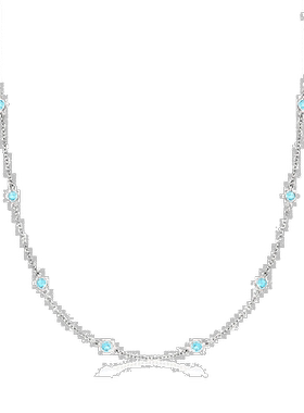 自营Ross-Simons 925 纯银包边镶嵌瑞士蓝色托帕石站形项链 - 20