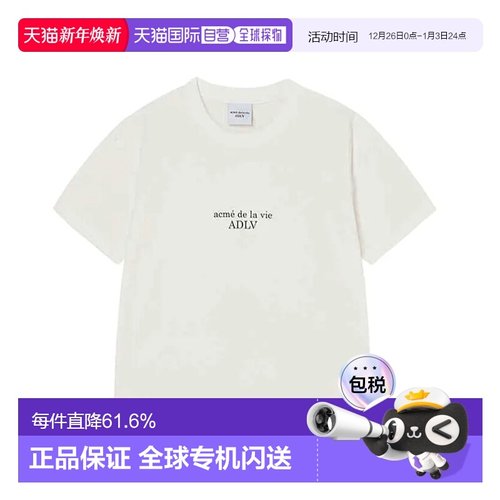 韩国直邮ADLV 常规T恤 白色 LOGO印花 1码