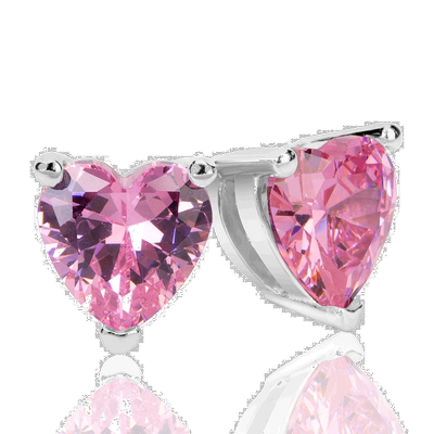 自营 Suzy Levian 纯银粉色心形立方氧化锆耳钉 - 粉红色 美国奥