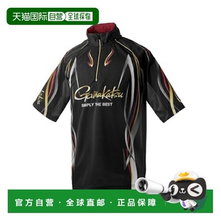 Wear 黑 GM3735 短袖 红L 双向印花拉链衬衫 日本直邮Gamakatsu