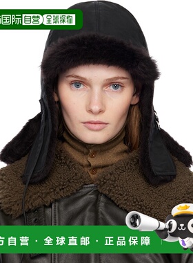 1h可退 香港直邮潮奢 Lemaire 女士 黑色双面飞行员帽 AC1169LF14