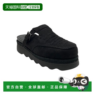 自营 Aerosoles怀俄明女式拖鞋黑色绒面厚底舒适骡子JOBB636-黑色