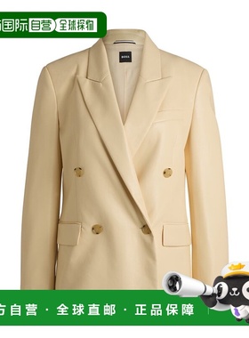 自营 bossRegular-fit double-breasted blazer in faux leather
