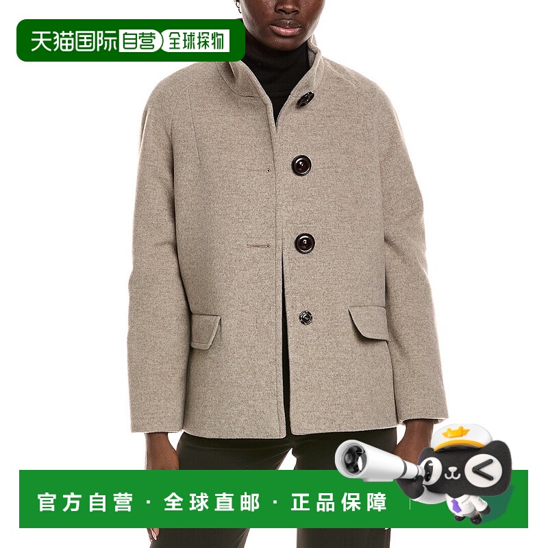 自营Cinzia Rocca Icons羊毛和羊绒混纺短外套-棕色 美国奥莱直发