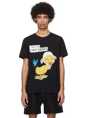 潮奢 EGONLAB. 男士 黑色 Goat T 恤 SS24TE001C
