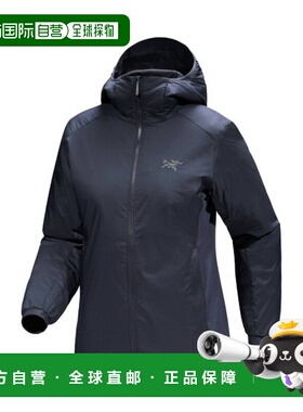 自营欧洲直邮ARCTERYX始祖鸟 ATOM女士黑色/宝蓝色尼龙连帽外套