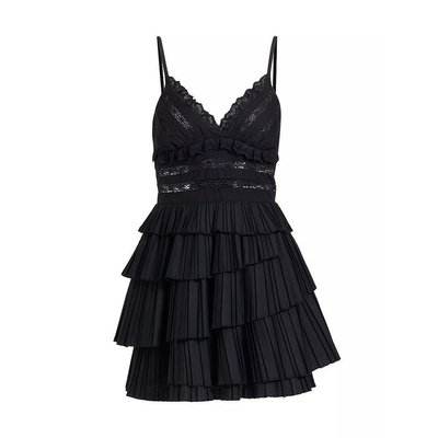 【美国直邮】sea女士连衣裙蕾丝紧身迷你面料服饰荷叶边