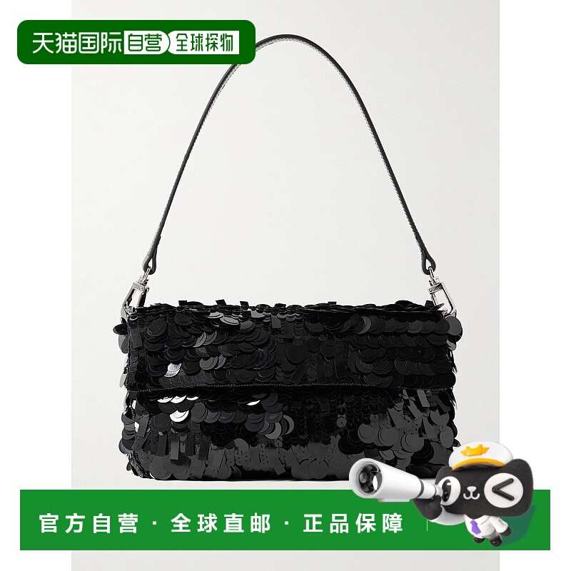 1h可退 香港直邮Staud 女士 Timmy 皮革饰边亮珠片绸缎肩包 H25F6