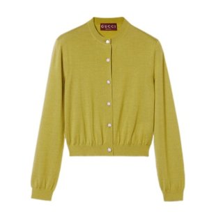 SS2025 820164XKEOW3583 绿色 长袖 GUCCI 针织开衫 女士针织毛衣