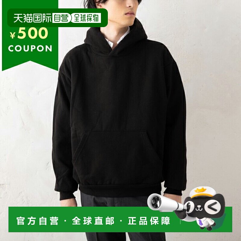 日本直邮Los Angeles Apparel 男士连帽衫带帽 14 盎司重磅抓绒黑