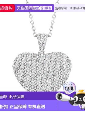 自营Ross-Simons Pave Diamond Heart Pendant Necklace in Sterl