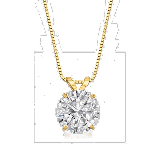 自营 Ross-Simons CZ 单石项链 14kt 黄金 - 20 英寸 美国奥莱直