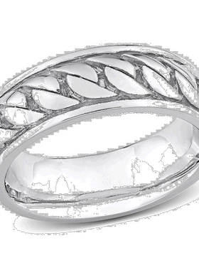 自营 925 纯银 Mimi & Max 罗纹设计男士戒指 - 白色 美国奥莱直