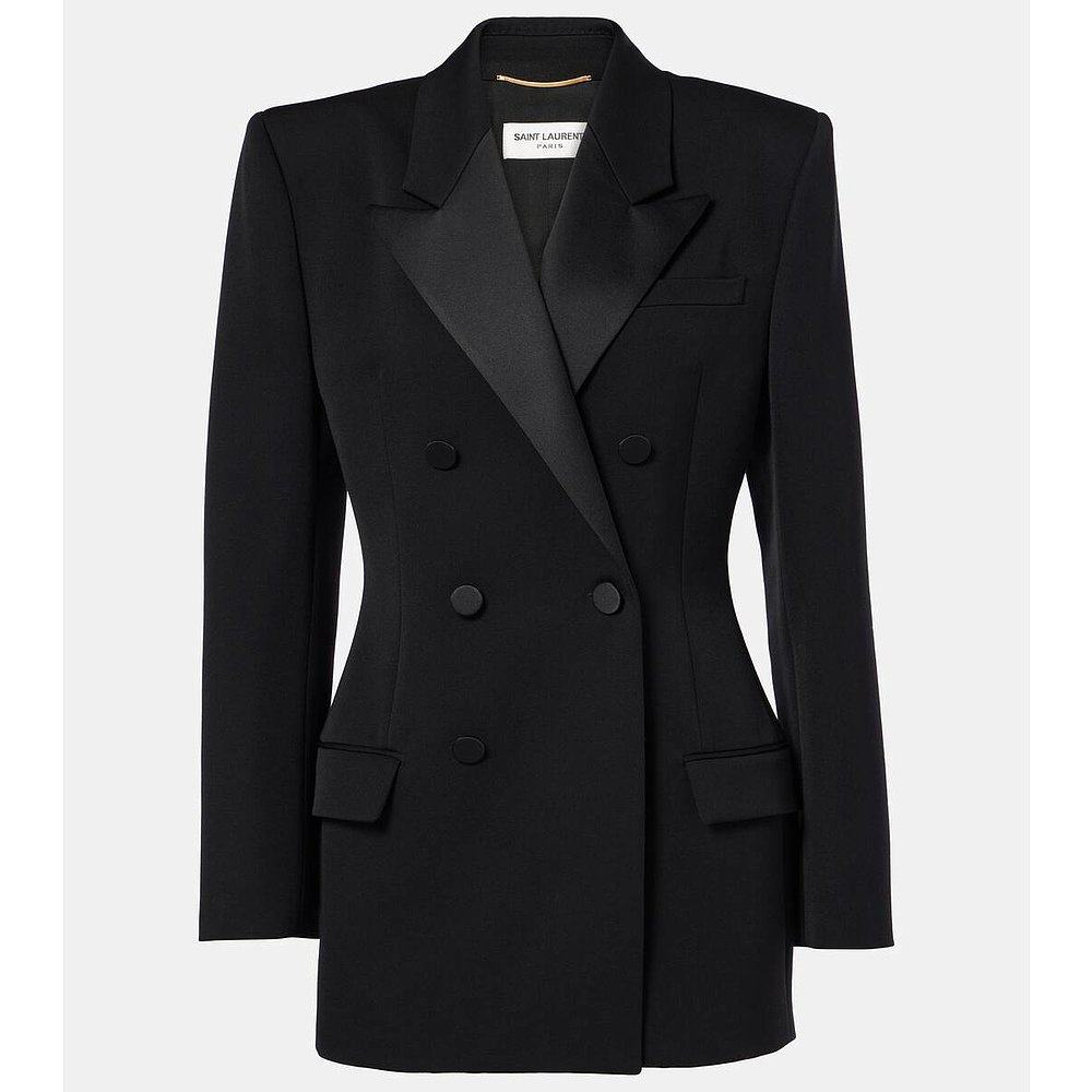 saintlaurent圣罗兰女士羊毛粒纹西装外套