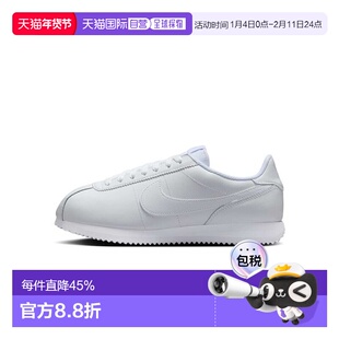 日本直邮Nike Cortez 舒适 皮革防滑耐磨 低帮跑步鞋 女款 白色