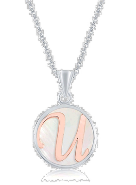 自营 simona纯银拖把吊坠，玫瑰金文字首字母带链 - u 美国奥莱直