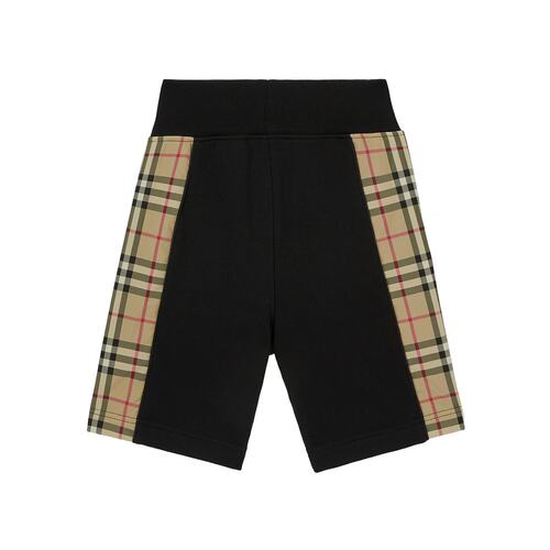 BURBERRY 男童短裤 80609581 SS2024 黑色 格纹拼接短裤
