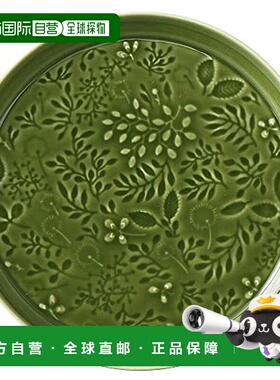 Narumi鸣海 冰雪奇缘图腾绿色餐盘 19cm一只装瓷器