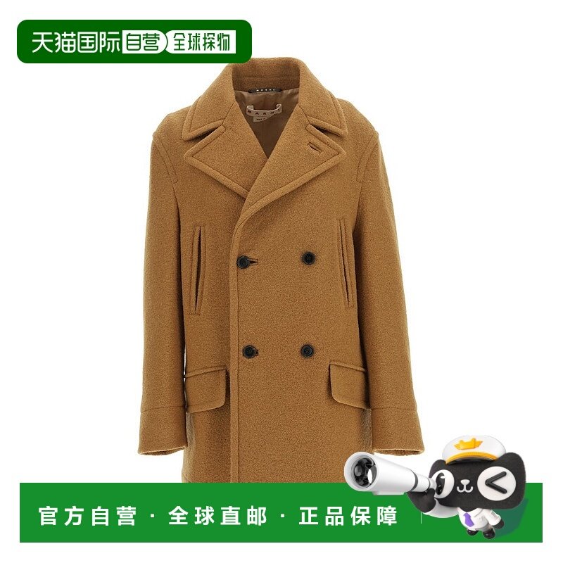 香港直邮潮奢 Marni 玛尼 女士 双排扣大衣 CPMA0197U0UTW953羊毛