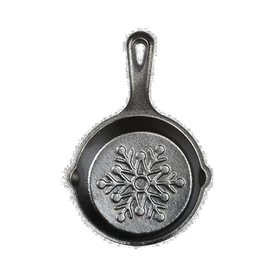 自营 Lodge 3.5 英寸迷你铸铁假日煎锅，雪花印记 - 黑色 美国奥