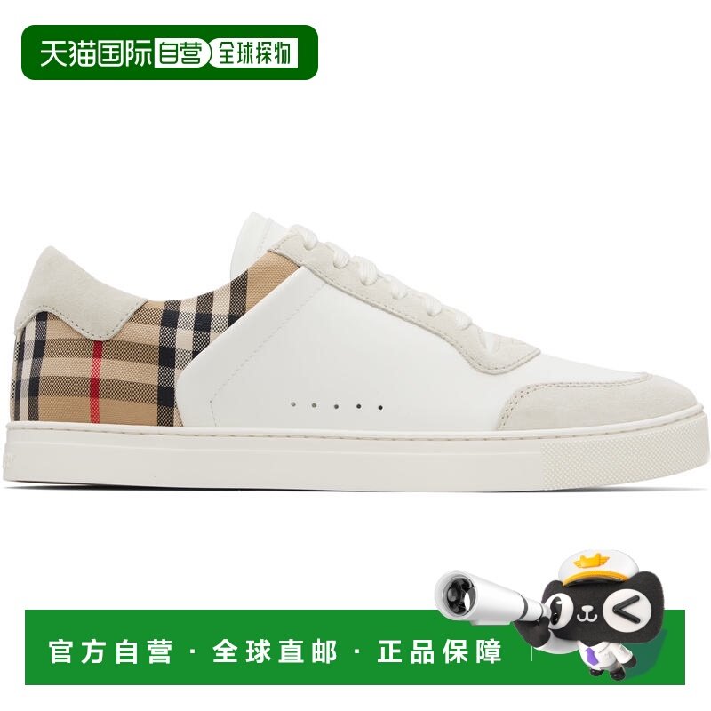 1h可退 香港直邮潮奢 Burberry 巴宝莉 男士 白色 Suede & Check