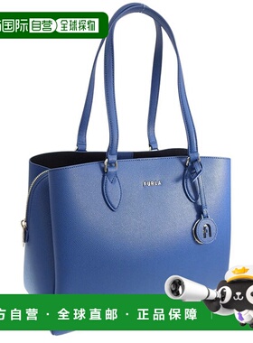 日本直邮FURLA 女士 MINERVA L 手提包蓝色皮革OutletWB00445BX03