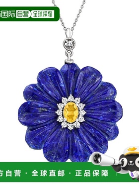 自营 ross-simons罗斯-西蒙斯青金石和。黄水晶花朵吊坠项链。 92